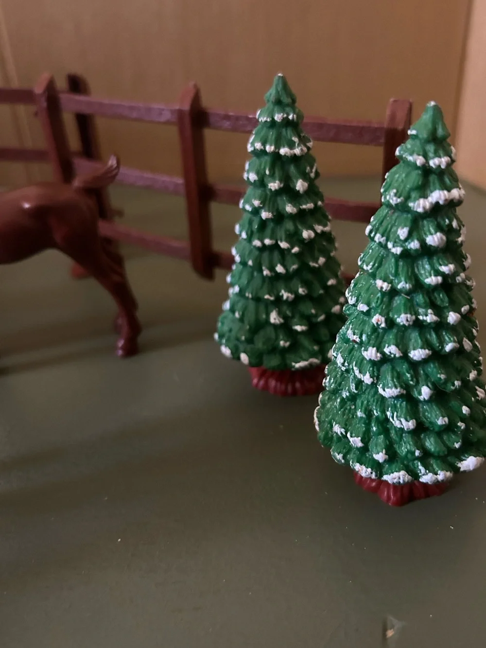 Toy Plastic Horses, Trees, Fence And Cow Farm Animals
